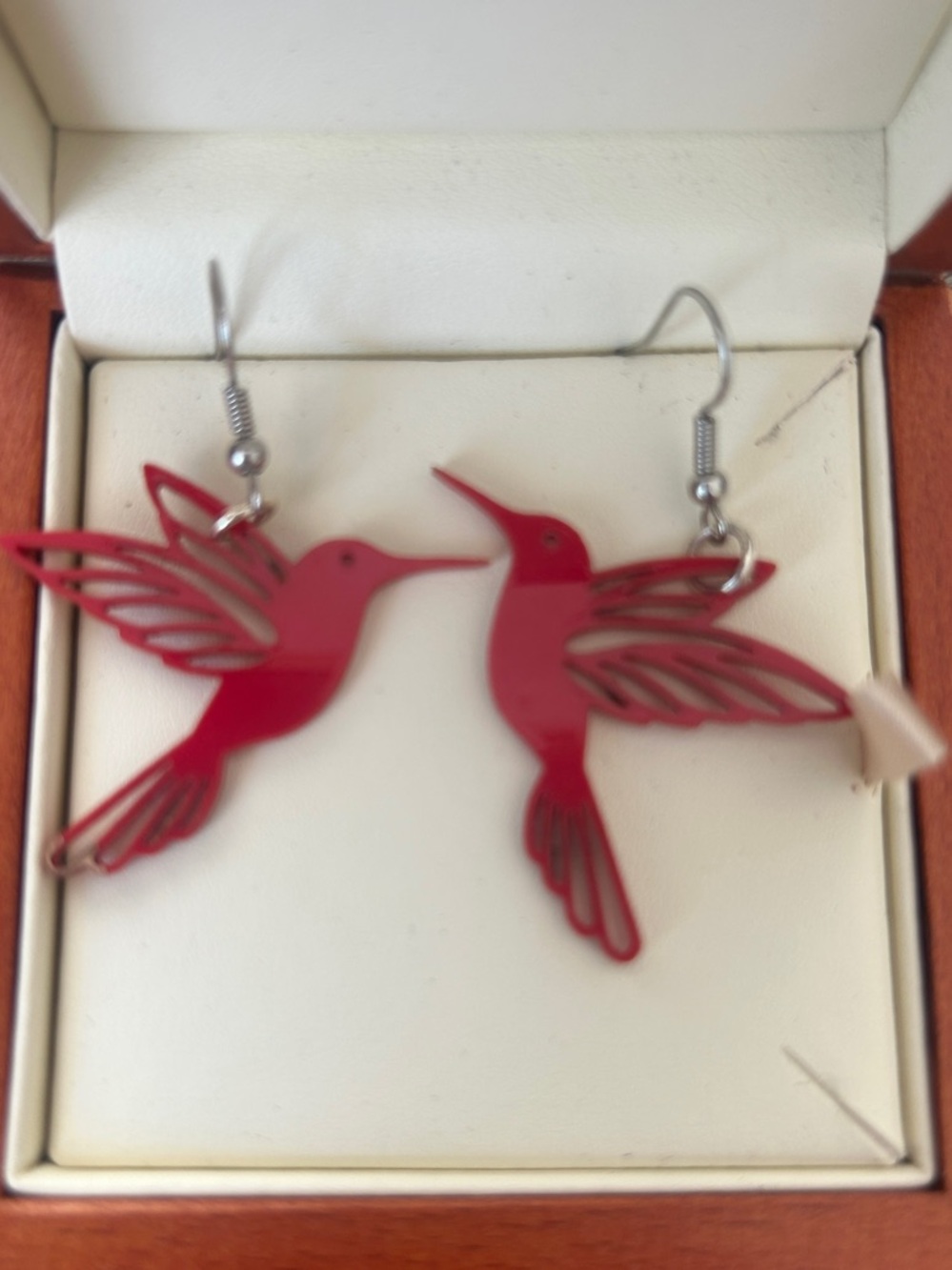 Red Hummingbird Dangle Earrings - , Stylish Bird-Themed Jewelry